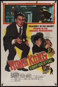 5m407 HONG KONG CONFIDENTIAL 1sh '58 Allison Hayes, spy Gene Barry in Asia!