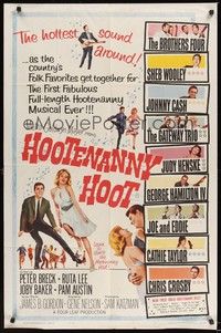5m409 HOOTENANNY HOOT 1sh '63 Johnny Cash and a ton of top country music stars!