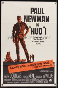 5m422 HUD 1sh '63 Paul Newman is the man with the barbed wire soul, Martin Ritt classic!