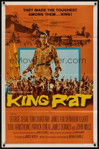 5m461 KING RAT 1sh '65 art of George Segal & Tom Courtenay, James Clavell, World War II POWs!