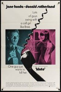 5m464 KLUTE 1sh '71 Donald Sutherland helps intended murder victim & call girl Jane Fonda!