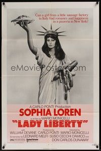 5m471 LADY LIBERTY 1sh '72 great wacky image of sexy Sophia Loren as Statue of Liberty!