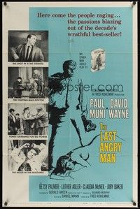 5m473 LAST ANGRY MAN 1sh '59 Paul Muni is a dedicated doctor from the slums exploited by TV!