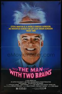 5m537 MAN WITH TWO BRAINS 1sh '83 wacky world famous surgeon Steve Martin performs brain surgery!