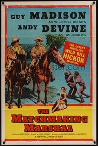 5m545 WILD BILL HICKOK stock 1sh '55 Andy Devine & Guy Madison as Wild Bill Hickock, Matchmaking Marshal