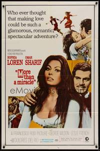5m563 MORE THAN A MIRACLE 1sh '67 great image of sexy Sophia Loren & Omar Sharif!