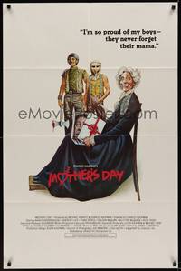 5m565 MOTHER'S DAY 1sh '80 wild horror comedy art of severed head in a box!