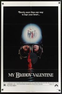 5m576 MY BLOODY VALENTINE 1sh '81 bloody gas mask, there's more than one way to lose your heart!