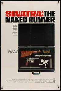 5m584 NAKED RUNNER 1sh '67 Frank Sinatra, cool image of sniper rifle gun dismantled in suitcase!
