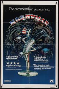 5m585 NASHVILLE 1sh '75 Robert Altman, cool patriotic sexy microphone artwork!