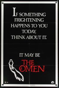 5m607 OMEN teaser 1sh '76 Gregory Peck, Lee Remick, Satanic horror, it may be!