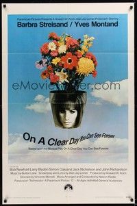 5m609 ON A CLEAR DAY YOU CAN SEE FOREVER 1sh '70 cool image of Barbra Streisand in flower pot!