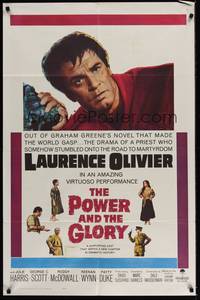 5m650 POWER & THE GLORY 1sh '62 Laurence Olivier, from Graham Greene's novel!