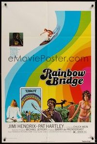 5m663 RAINBOW BRIDGE 1sh '72 Jimi Hendrix, wild psychedelic surfing & tarot card image!
