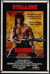 5m664 RAMBO FIRST BLOOD PART II int'l 1sh '85 no man, no law, no war can stop Sylvester Stallone!