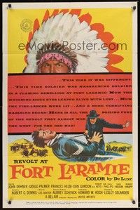 5m679 REVOLT AT FORT LARAMIE 1sh '56 John Dehner vs Sioux Indians in Wyoming!