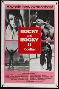 5m690 ROCKY/ROCKY II pink style 1sh '80 Sylverster Stallone boxing classic double-bill!