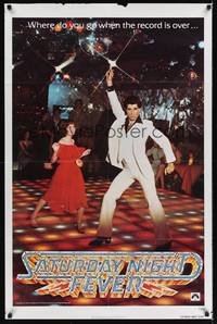 5m704 SATURDAY NIGHT FEVER teaser 1sh '77 best image of disco dancer John Travolta & Gorney!