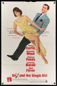 5m719 SEX & THE SINGLE GIRL 1sh '65 great full-length image of Tony Curtis & sexiest Natalie Wood!