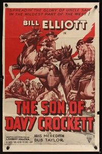5m756 SON OF DAVY CROCKETT 1sh R51 Wild Bill Elliot, cool western action artwork!