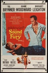 5m760 SOUND & THE FURY 1sh '59 Martin Ritt, Yul Brynner with hair glares at Joanne Woodward!