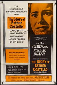 5m779 STORY OF ESTHER COSTELLO 1sh '57 close up of deaf/mute Heather Sears, The Golden Virgin!