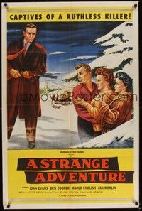 5m780 STRANGE ADVENTURE 1sh '56 they're captives of a ruthless killer in the High Sierras!