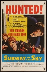 5m790 SUBWAY IN THE SKY 1sh '59 Van Johnson is hunted by the Berlin underground police!