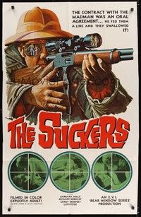 5m792 SUCKERS 1sh '70s madman sex, artwork of man with rifle!
