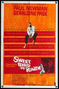 5m808 SWEET BIRD OF YOUTH 1sh '62 Paul Newman, Geraldine Page, from Tennessee Williams' play!