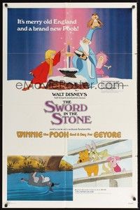 5m818 SWORD IN THE STONE/WINNIE POOH & A DAY FOR EEYORE 1sh '83 Disney cartoons, art by Wensel!