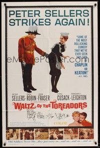 5m943 WALTZ OF THE TOREADORS 1sh '62 wacky image of Peter Sellers pinching maid!
