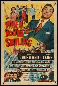 5m958 WHEN YOU'RE SMILING 1sh '50 huge close up of Frankie Laine in his first acting-singing role!