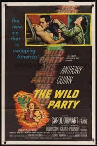 5m966 WILD PARTY 1sh '56 Anthony Quinn, it's the new sin that is sweeping America!