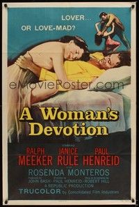 5m979 WOMAN'S DEVOTION 1sh '56 Paul Henreid, War Shock, driven by the urge to kill!