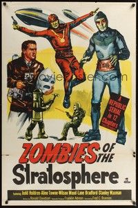 5m998 ZOMBIES OF THE STRATOSPHERE 1sh '52 Republic serial, great art of aliens with guns!