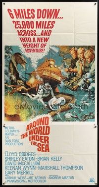5p407 AROUND THE WORLD UNDER THE SEA 3sh '66 Lloyd Bridges, great scuba diving fantasy art!