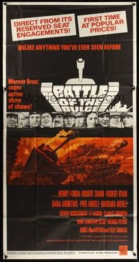 5p415 BATTLE OF THE BULGE 3sh '66 Henry Fonda, Robert Shaw, cool Jack Thurston tank art!