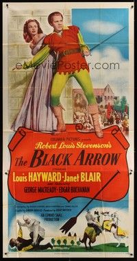5p423 BLACK ARROW 3sh '48 Louis Hayward, Janet Blair, written by Robert Louis Stevenson!
