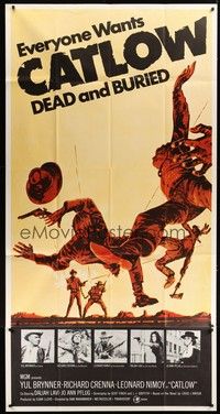 5p441 CATLOW 3sh '71 everyone wants Yul Brynner dead & buried, cool gunfight image!
