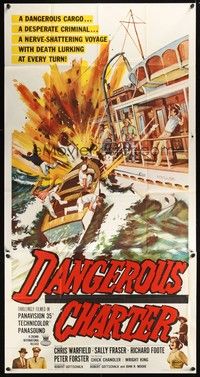 5p466 DANGEROUS CHARTER 3sh '62 a nerve-shattering voyage with death lurking at every turn!
