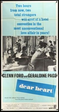 5p469 DEAR HEART 3sh '65 different image of Glenn Ford & Geraldine Page, it began in New York!