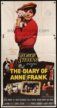 5p474 DIARY OF ANNE FRANK 3sh '59 Millie Perkins as Jewish girl in hiding in World War II!