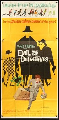 5p486 EMIL & THE DETECTIVES 3sh '64 Walt Disney, Walter Slezak, laugh it up in Lootsville!