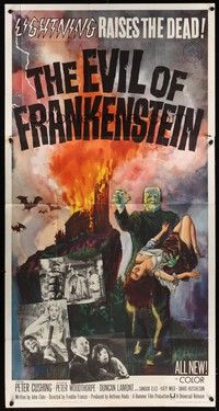 5p488 EVIL OF FRANKENSTEIN 3sh '64 Peter Cushing, Hammer, lightning raises the dead!