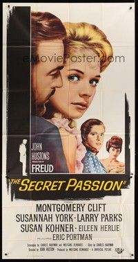 5p501 FREUD 3sh '63 John Huston directed, Montgomery Clift, Susannah York, The Secret Passion!