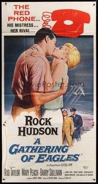5p505 GATHERING OF EAGLES 3sh '63 romantic close-up artwork of Rock Hudson & sexy Mary Peach!