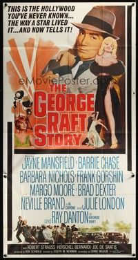 5p507 GEORGE RAFT STORY 3sh '61 art of sexy Jayne Mansfield in fur & Ray Danton!