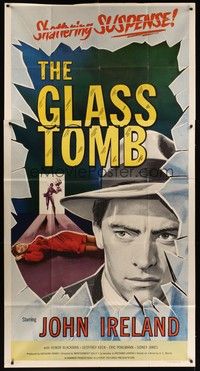 5p512 GLASS TOMB 3sh '55 John Ireland in an English film noir with shattering suspense!