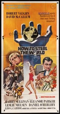 5p538 HOW TO STEAL THE WORLD 3sh '68 Robert Vaughn is The Man from UNCLE, different art!